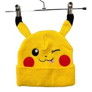 Pokemon Pikachu Beanie Hat Youth Kids One Size (14+) Yellow Knit Winter
